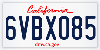 CA license plate 6VBX085
