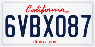 CA license plate 6VBX087