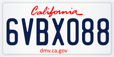CA license plate 6VBX088