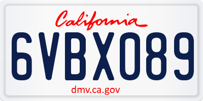CA license plate 6VBX089