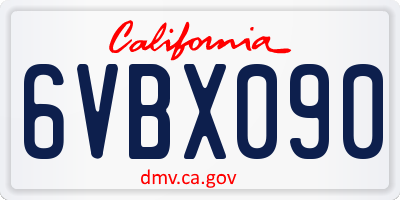 CA license plate 6VBX090