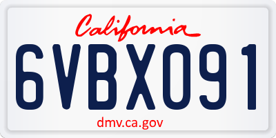 CA license plate 6VBX091