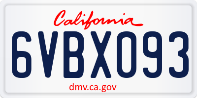 CA license plate 6VBX093