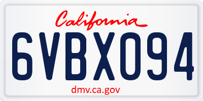 CA license plate 6VBX094
