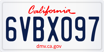 CA license plate 6VBX097