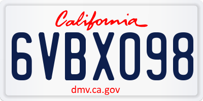 CA license plate 6VBX098