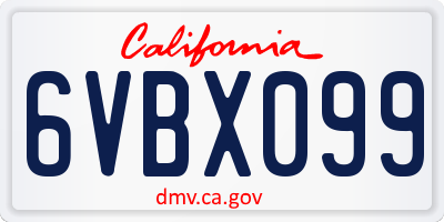 CA license plate 6VBX099