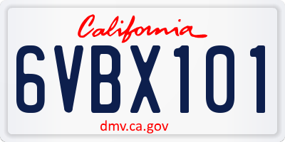 CA license plate 6VBX101
