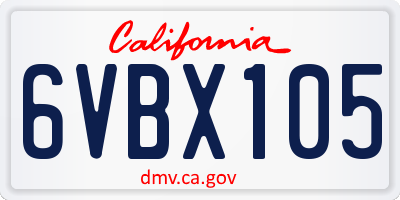 CA license plate 6VBX105