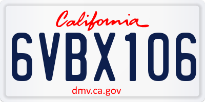 CA license plate 6VBX106