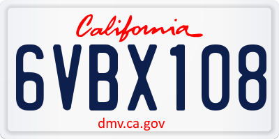 CA license plate 6VBX108