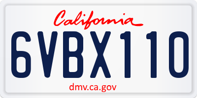 CA license plate 6VBX110