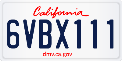 CA license plate 6VBX111