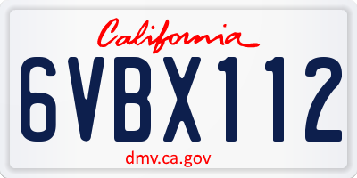 CA license plate 6VBX112