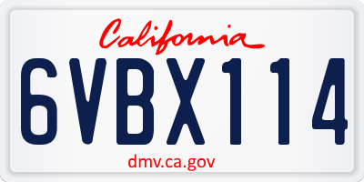 CA license plate 6VBX114