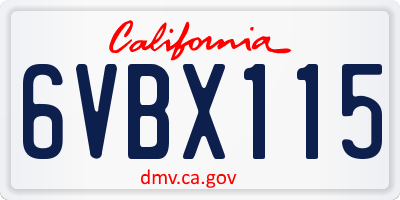 CA license plate 6VBX115
