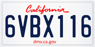 CA license plate 6VBX116