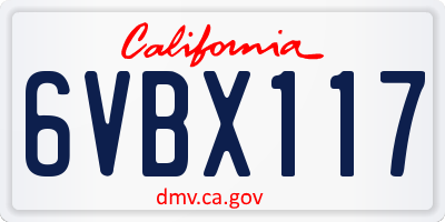 CA license plate 6VBX117