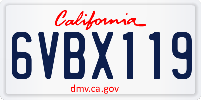 CA license plate 6VBX119
