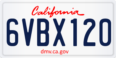 CA license plate 6VBX120