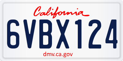 CA license plate 6VBX124