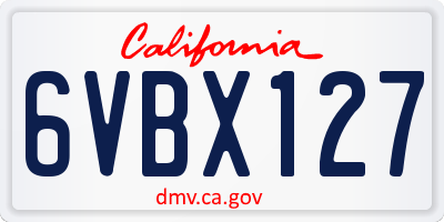 CA license plate 6VBX127
