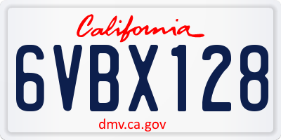 CA license plate 6VBX128