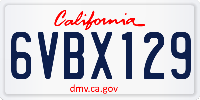 CA license plate 6VBX129