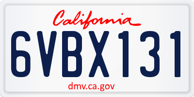 CA license plate 6VBX131