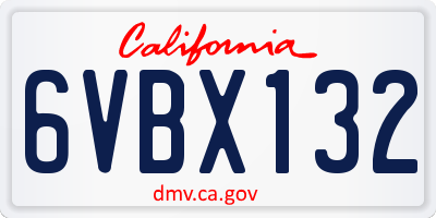 CA license plate 6VBX132