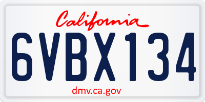 CA license plate 6VBX134