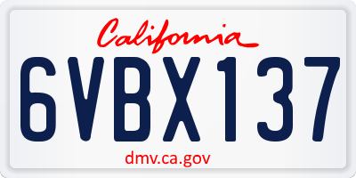 CA license plate 6VBX137