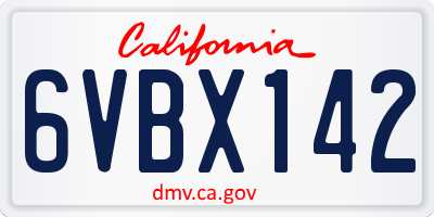CA license plate 6VBX142