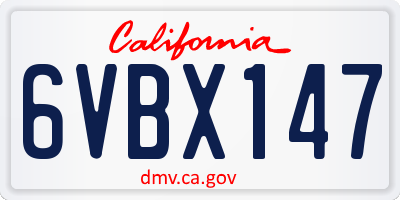 CA license plate 6VBX147