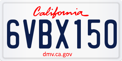 CA license plate 6VBX150