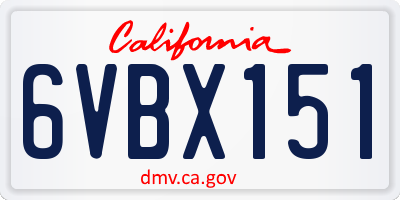 CA license plate 6VBX151