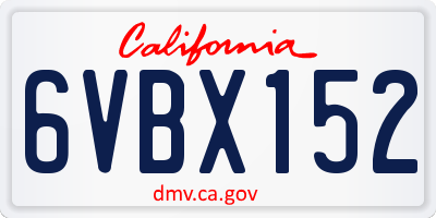 CA license plate 6VBX152