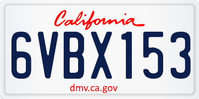 CA license plate 6VBX153