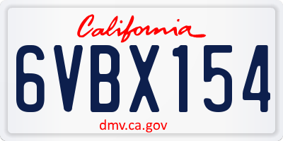 CA license plate 6VBX154