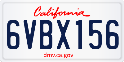 CA license plate 6VBX156