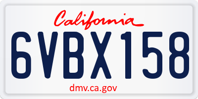 CA license plate 6VBX158