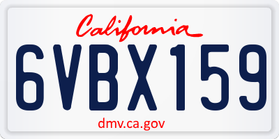 CA license plate 6VBX159