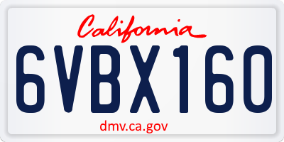 CA license plate 6VBX160