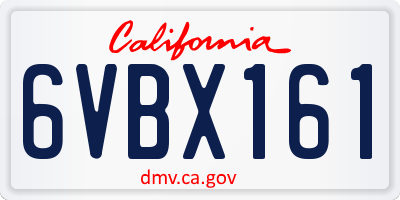 CA license plate 6VBX161