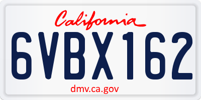 CA license plate 6VBX162