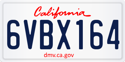 CA license plate 6VBX164