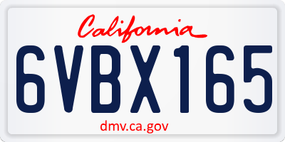 CA license plate 6VBX165
