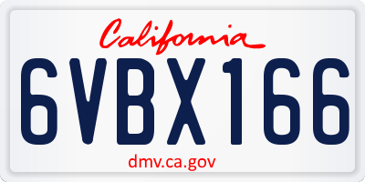 CA license plate 6VBX166