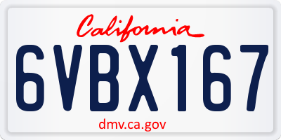 CA license plate 6VBX167