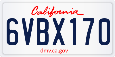 CA license plate 6VBX170